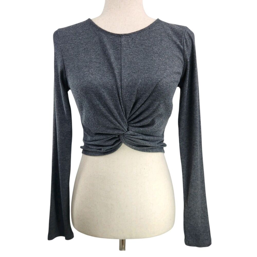 Forever 21 Thermal Ribbed Knit Twisted Crop‎ Top Medium Y2k Grunge Cozy Sexy